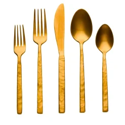 Rustic Mirrored Gold 18/10 Stainless Steel 20 Piece Flatware Set, Service For 4