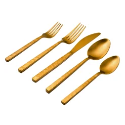Rustic Mirrored Gold 18/10 Stainless Steel 20 Piece Flatware Set, Service For 4