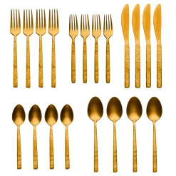 Rustic Mirrored Gold 18/10 Stainless Steel 20 Piece Flatware Set, Service For 4