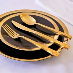 Rustic Mirrored Gold 18/10 Stainless Steel 20 Piece Flatware Set, Service For 4