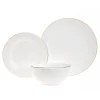 Saba Porcelain Gold Rim 18 Piece Dinnerware Set, Service For 6