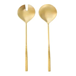 Sculpted Mirrored Gold Salad Server Set