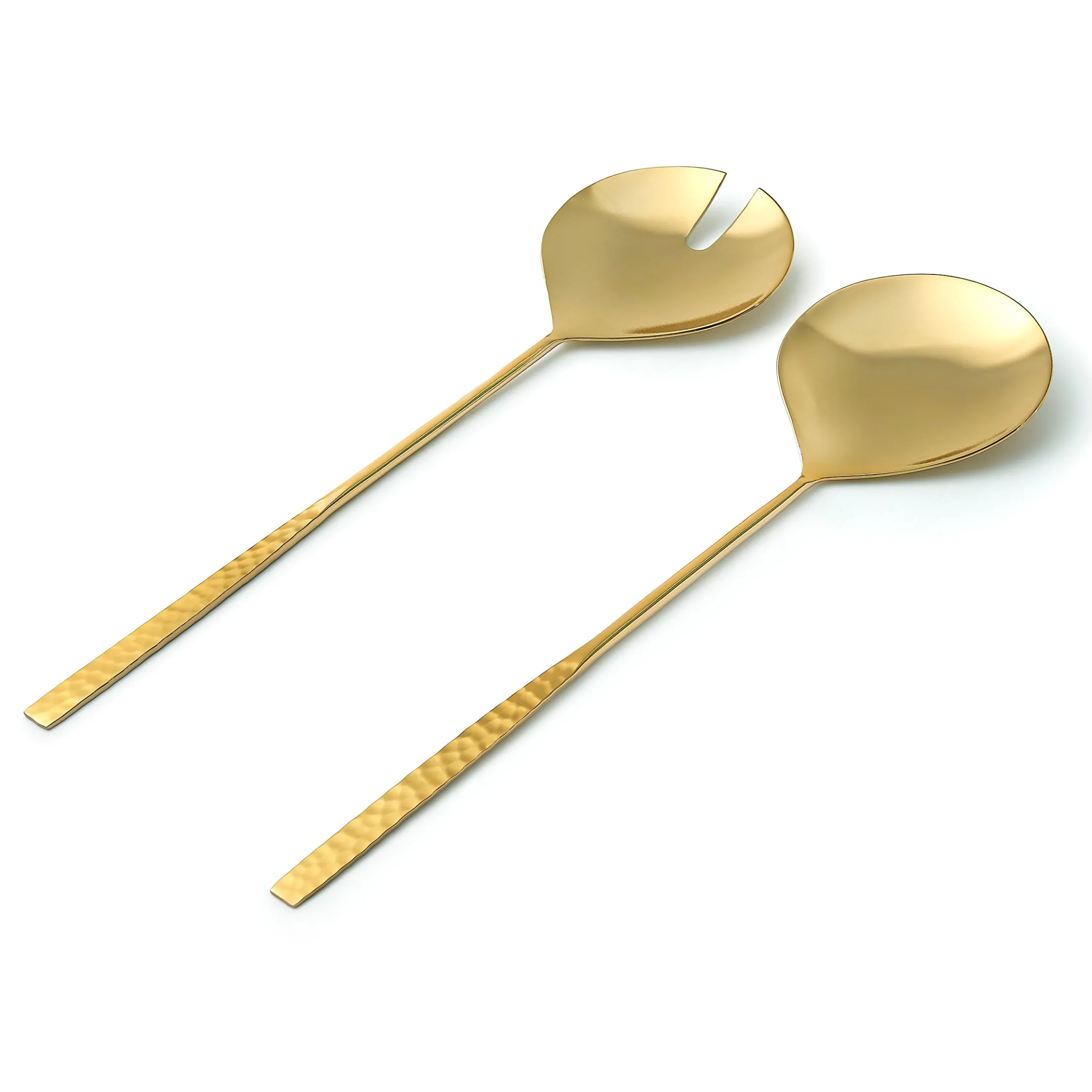 Sculpted Mirrored Gold Salad Server Set