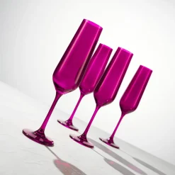 Sheer Amethyst Flute, Set of 4