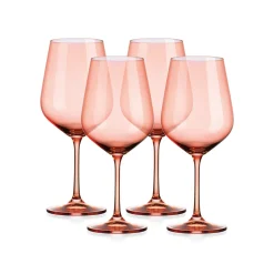 Sheer Coral Red Wine Glass, Set of 4