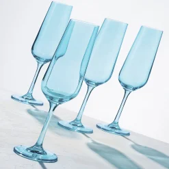 Sheer Light Blue Flute, Set of 4