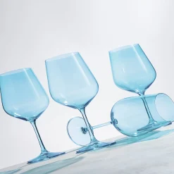 Sheer Light Blue Red Wine Glass, Set of 4