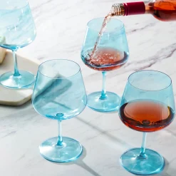 Sheer Light Blue Red Wine Glass, Set of 4