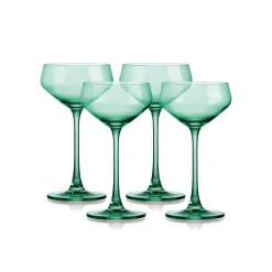 Sheer Light Green Champagne Coupe, Set of 4