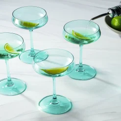 Sheer Light Green Champagne Coupe, Set of 4