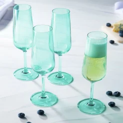 Sheer Light Green Flute, Set of 4