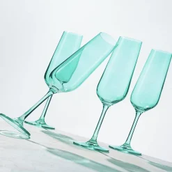 Sheer Light Green Flute, Set of 4