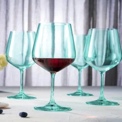 Sheer Light Green Red Wine Glass, Set of 4