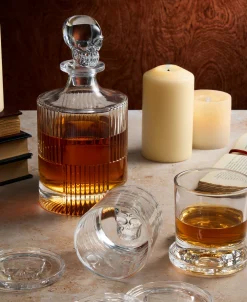 Skull 3 Piece Round Whiskey Decanter Set