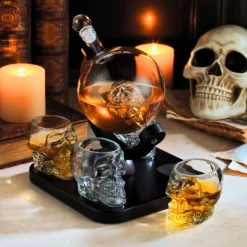 Skull 5 Piece Whiskey Decanter Set