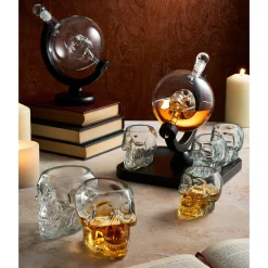 Skull 5 Piece Whiskey Decanter Set