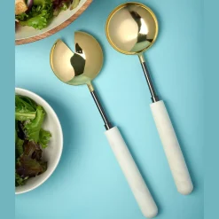 Snowy Marble Salad Server Set