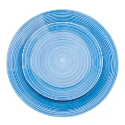 Spiral Blue Porcelain 12 Piece Dinnerware Set, Service For 4