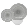 Spiral Grey Porcelain 12 Piece Dinnerware Set, Service For 4