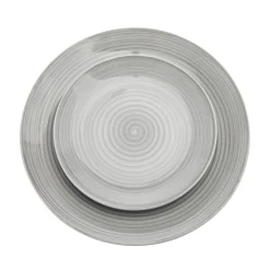 Spiral Grey Porcelain 12 Piece Dinnerware Set, Service For 4