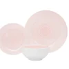 Spiral Pink Porcelain 12 Piece Dinnerware Set, Service For 4