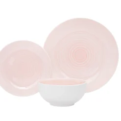 Spiral Pink Porcelain 12 Piece Dinnerware Set, Service For 4