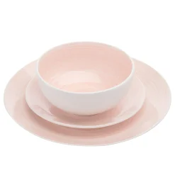 Spiral Pink Porcelain 12 Piece Dinnerware Set, Service For 4