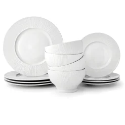 Starburst Porcelain 12 Piece Dinnerware Set, Service For 4