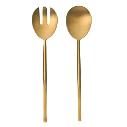 Strait Matte Gold Salad Server Set