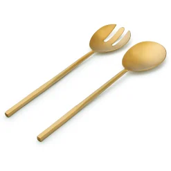 Strait Matte Gold Salad Server Set