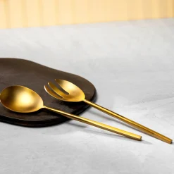 Strait Matte Gold Salad Server Set