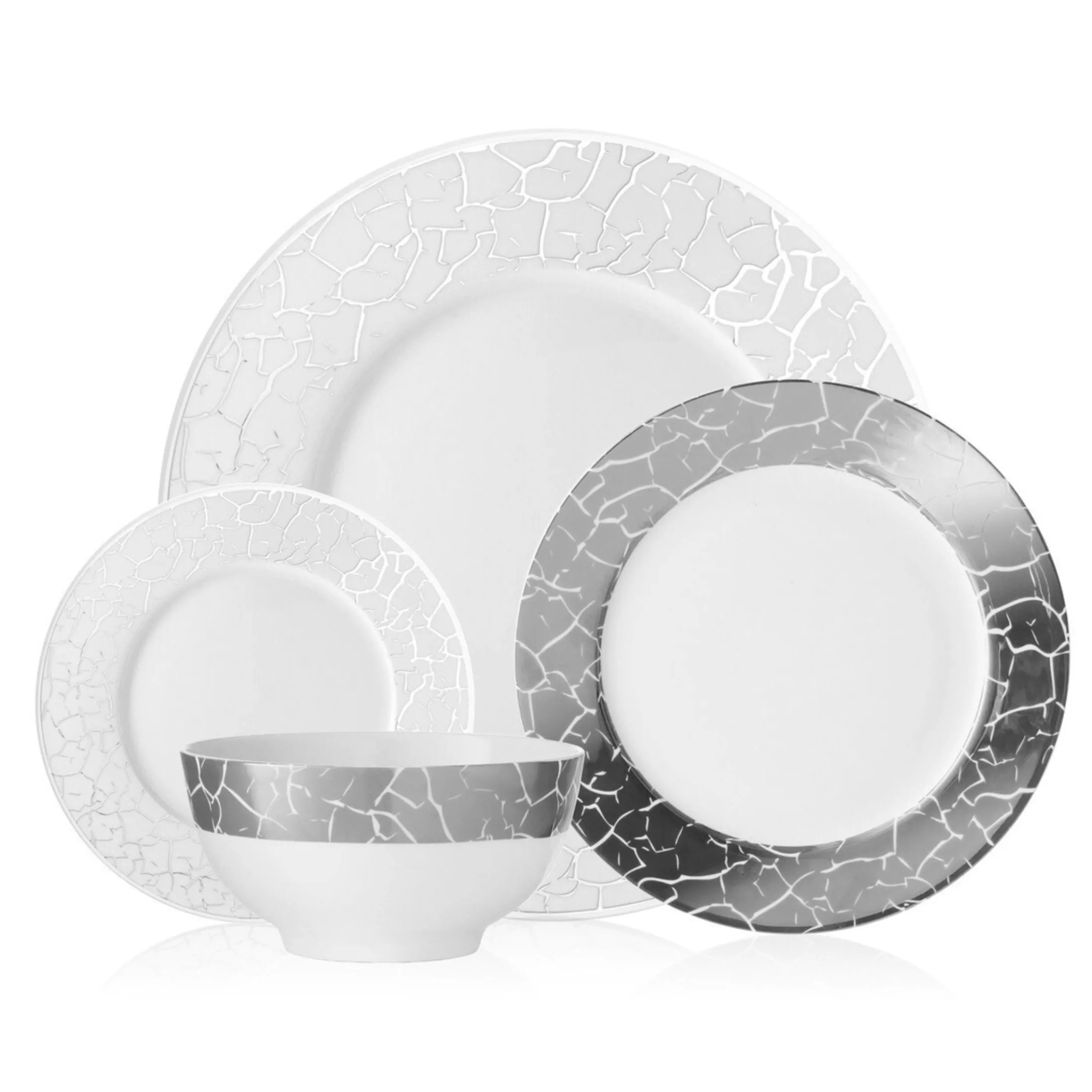 Summit New Bone China 16 Piece Dinnerware Set, Service for 4