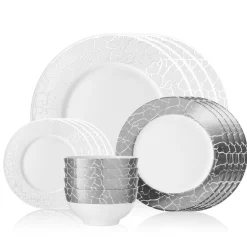 Summit New Bone China 16 Piece Dinnerware Set, Service for 4