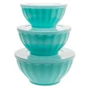 Teal Fluted 3 Piece Storage Bowl Set