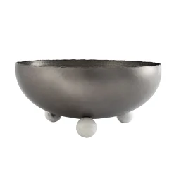 Temari Hammered Gunmetal Footed Salad Bowl
