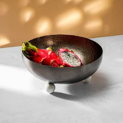 Temari Hammered Gunmetal Footed Salad Bowl