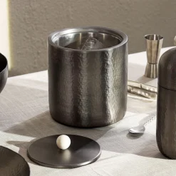 Temari Hammered Gunmetal Ice Bucket