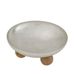 Temari Hammered Silver Footed Round Nut Bowl