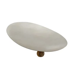 Temari Hammered Silver Small Footed Oval Platter