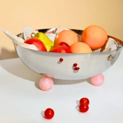 Temari Light Pink Footed Salad Serving Bowl