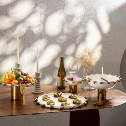 Temari White & Gold Footed Salad Bowl