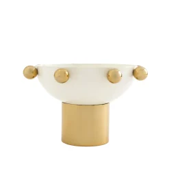 Temari White & Gold Footed Nut Bowl