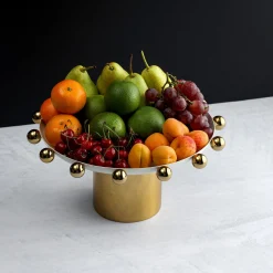 Temari White & Gold Footed Cake Stand