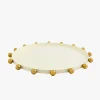 Temari White & Gold Round Serving Tray