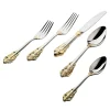 20th Century Baroque Accented 24kt Gold Plated 18/10 Stainless Steel 20 Piece Flatware Set, Service For 4