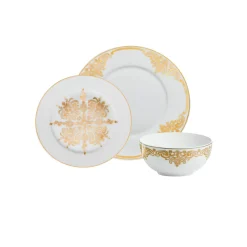20th Century Baroque Bone China 12 Piece Dinnerware Set, Service for 4