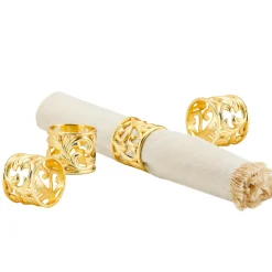 20th Century Gold Baroque Napkin Ring Set