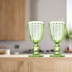 Twill Green Goblet, Set of 4
