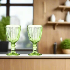 Twill Green White Wine, Set of 4