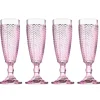 Twill Pink Flute, Set of 4